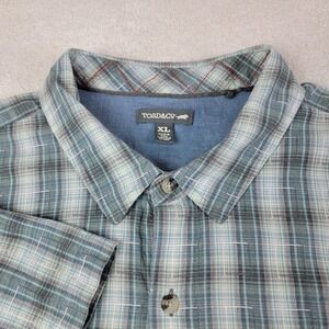 Toad&Co Airscape SS Shirt Mens XL Blue Plaid Organic Cotton Hiking Travel